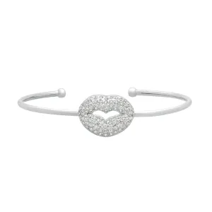 1.05 Carat Natural Diamond Lip Bangle Bracelet G-H SI 14K White Gold