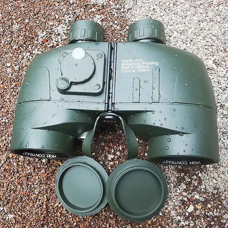 10X50 HD Waterproof Shockproof Binoculars with Compass and Ranging Function & Metal Body
