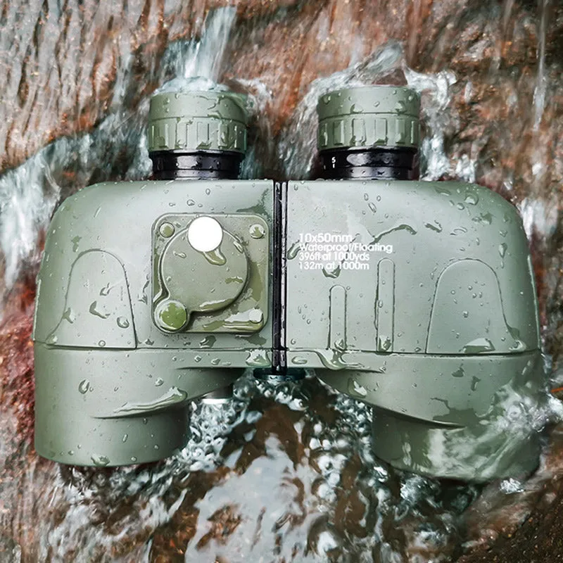 10X50 HD Waterproof Shockproof Binoculars with Compass and Ranging Function & Metal Body