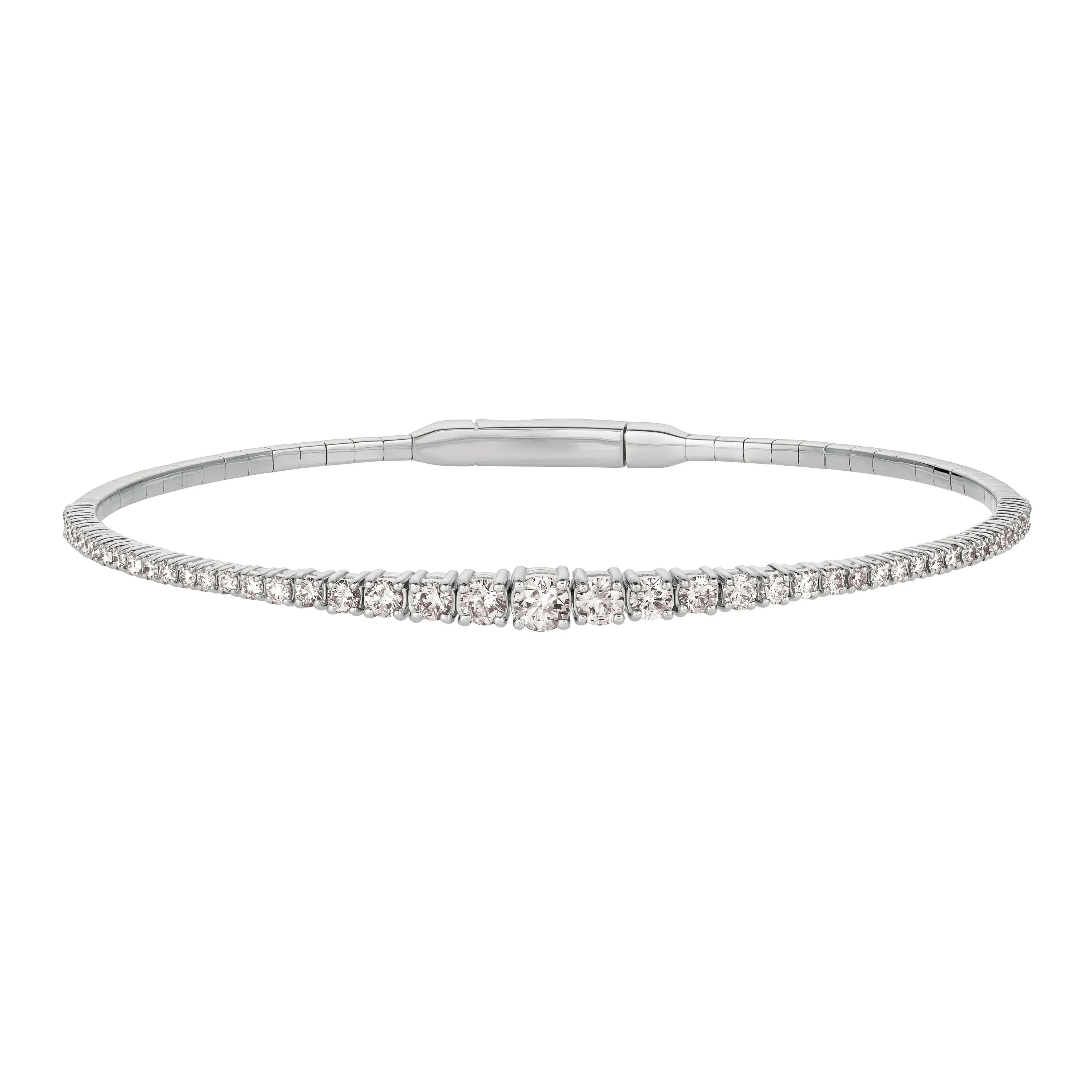 1.25 Carat Natural Diamond Flexible Bracelet Bangle G SI 14K White Gold