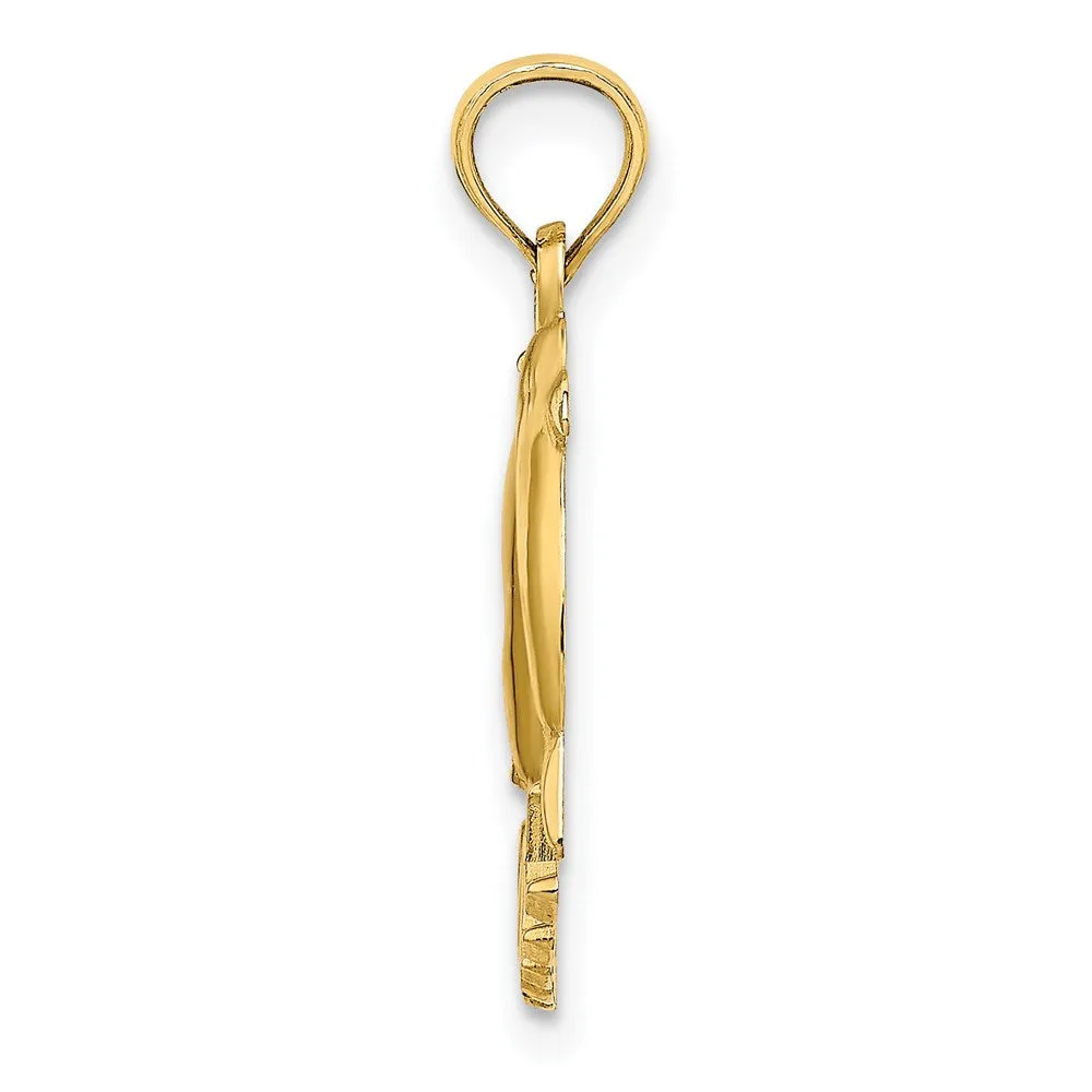 14k Polished OCEAN CITY w/ Jumping Dolphins Charm