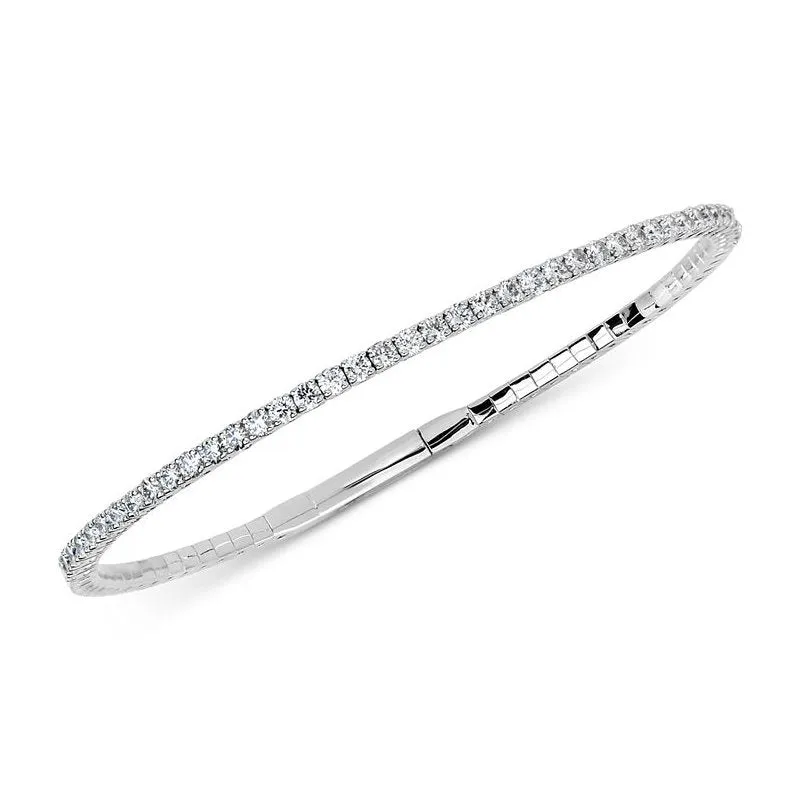 14K White Gold (2.00ct) Flexible Diamond Bangle