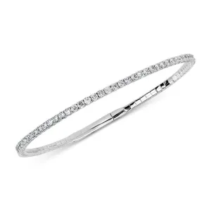 14K White Gold (2.00ct) Flexible Diamond Bangle