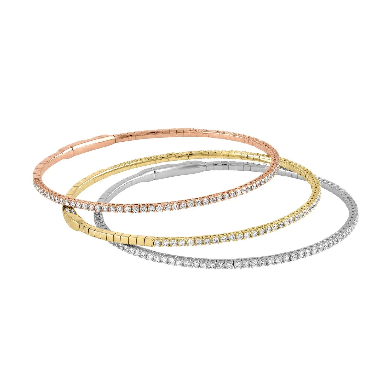 14K Yellow Gold Diamond Flexible Bangle