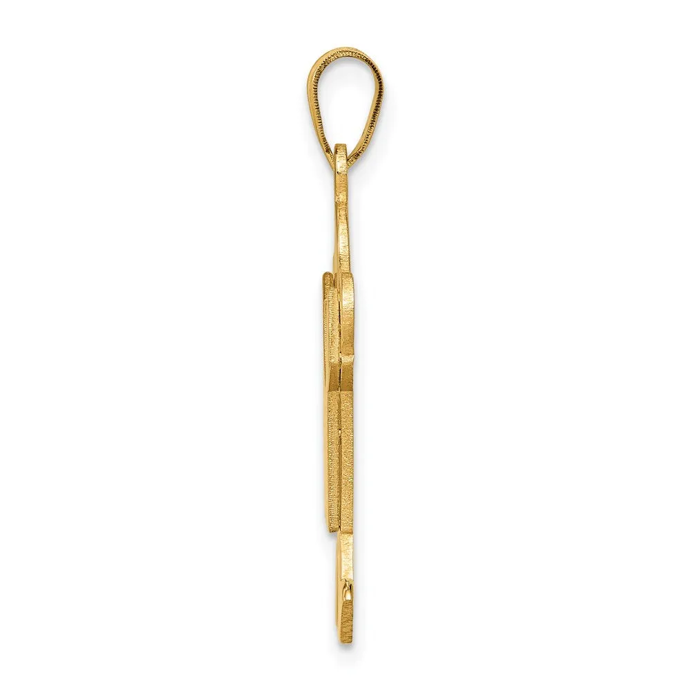 14k Yellow Gold Solid Satin Engravable Boy Jumping Charm