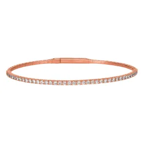 2.00 Carat Natural Diamond Flexible Bangle Bracelet G-H SI 14K Rose Gold 7''