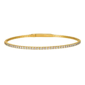 2.00 Carat Natural Diamond Flexible Bangle Bracelet G-H SI 14K Yellow Gold 7''