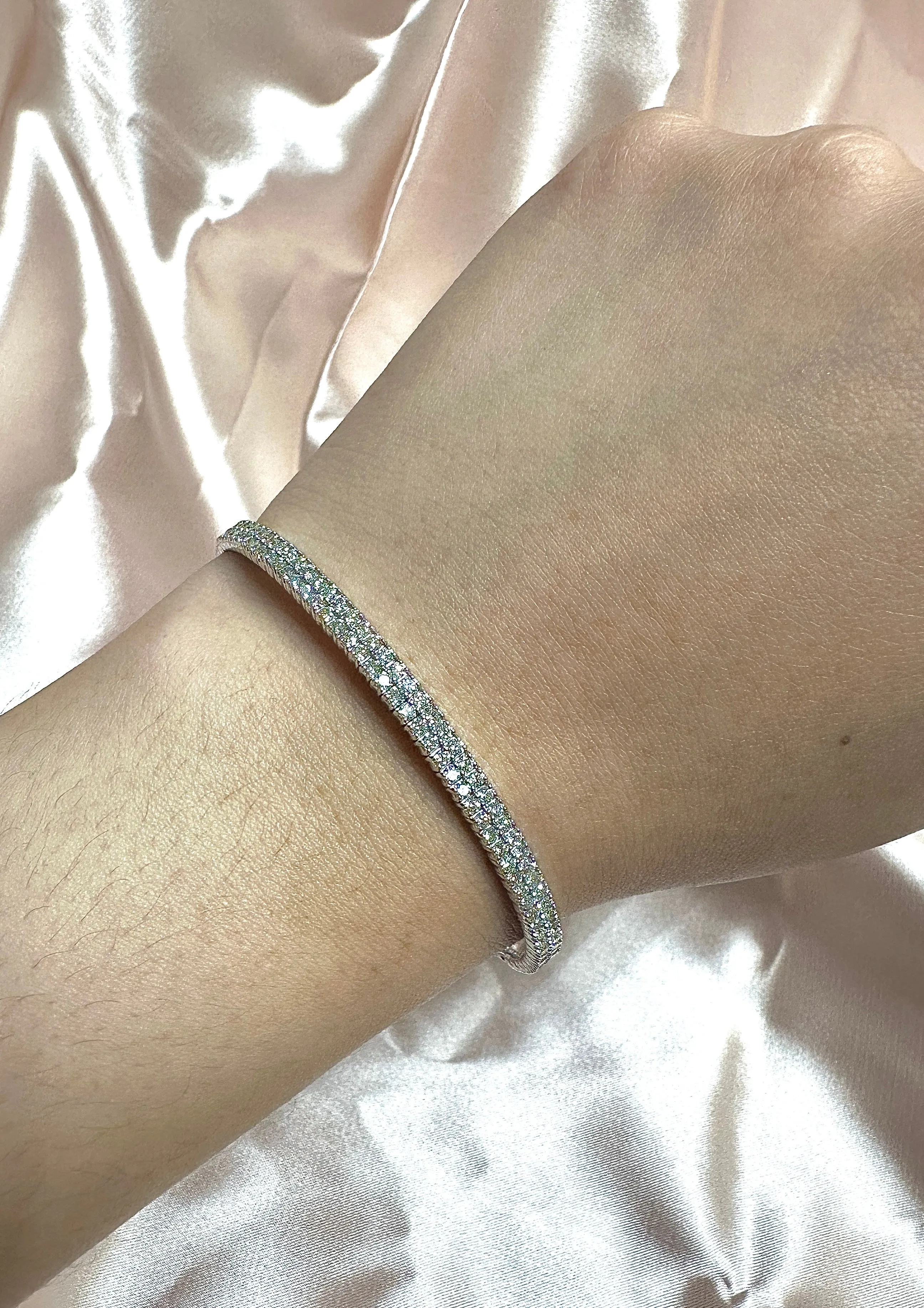 2.00CT DIAMOND 2 ROWS FLEXIBLE BRACELET 14K GOLD