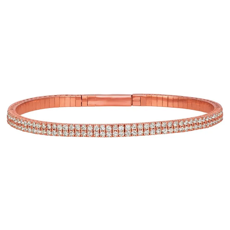 2.00CT DIAMOND 2 ROWS FLEXIBLE BRACELET 14K GOLD