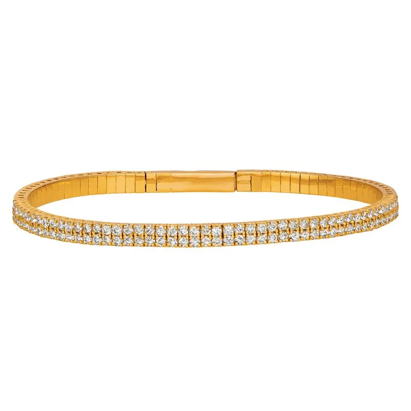 2.00CT DIAMOND 2 ROWS FLEXIBLE BRACELET 14K GOLD