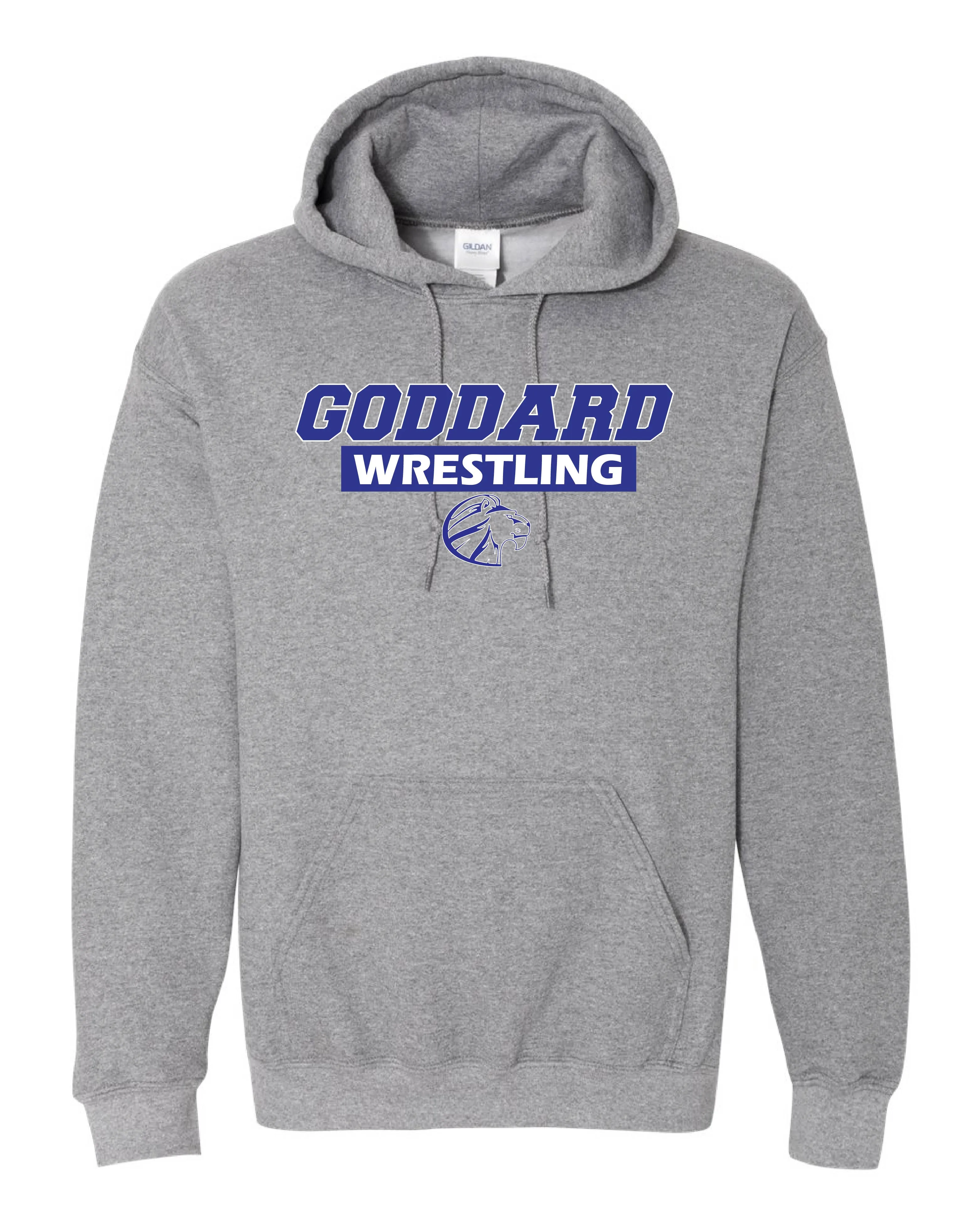 2024 Goddard Wrestling Old School Grey and Blue Hoodie