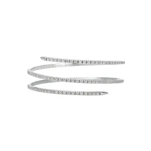 2.50 Carat Natural Diamond Wrap Flexible Bangle Bracelet G SI 14K White Gold 7''