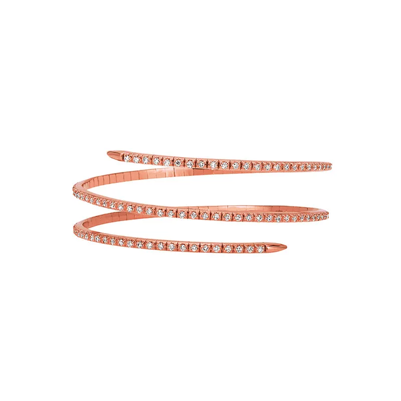 2.50 Carat Natural Diamond Wrap Flexible Bangle Bracelet G SI 14K White Gold 7''