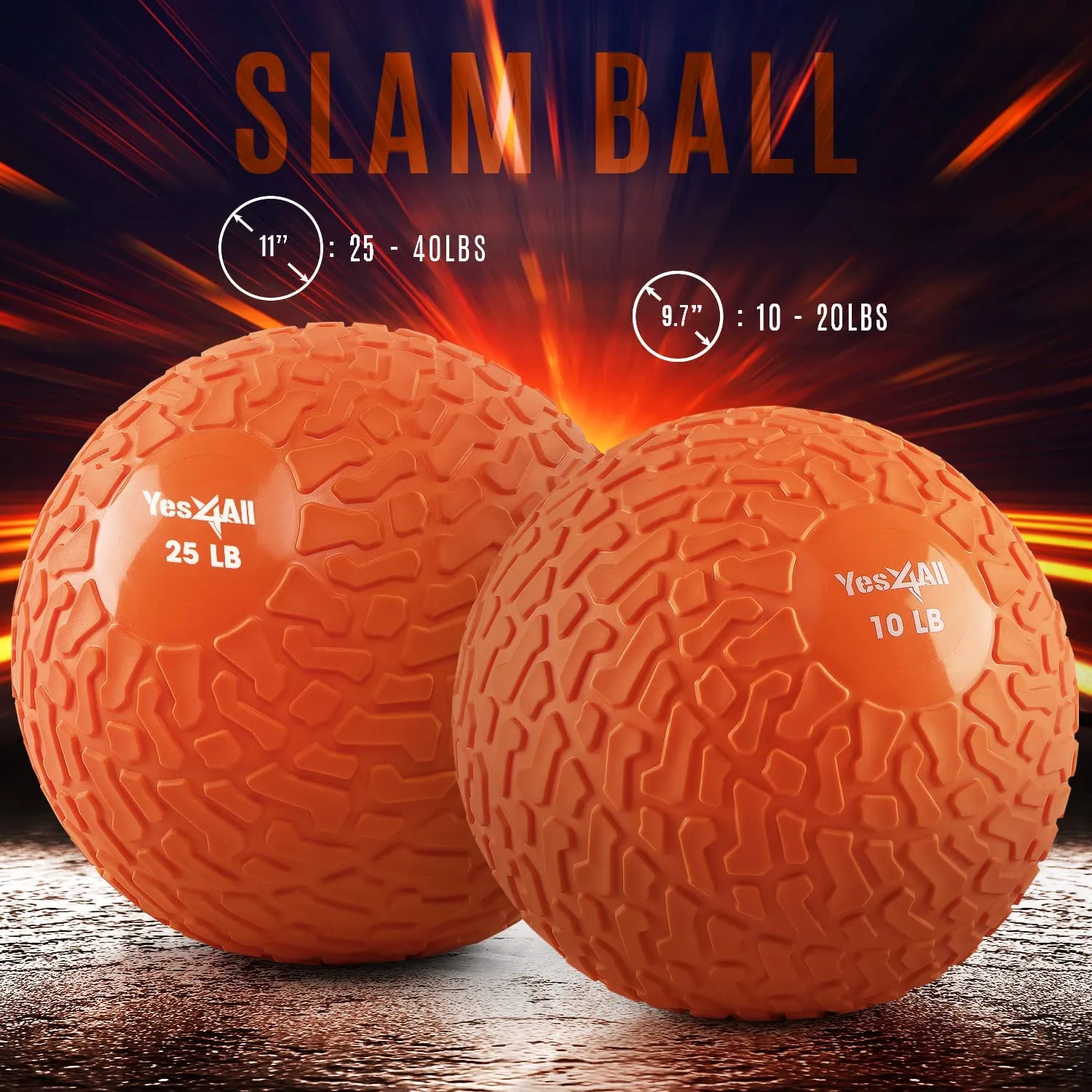 25lbs Slam Medicine Ball Tread Orange