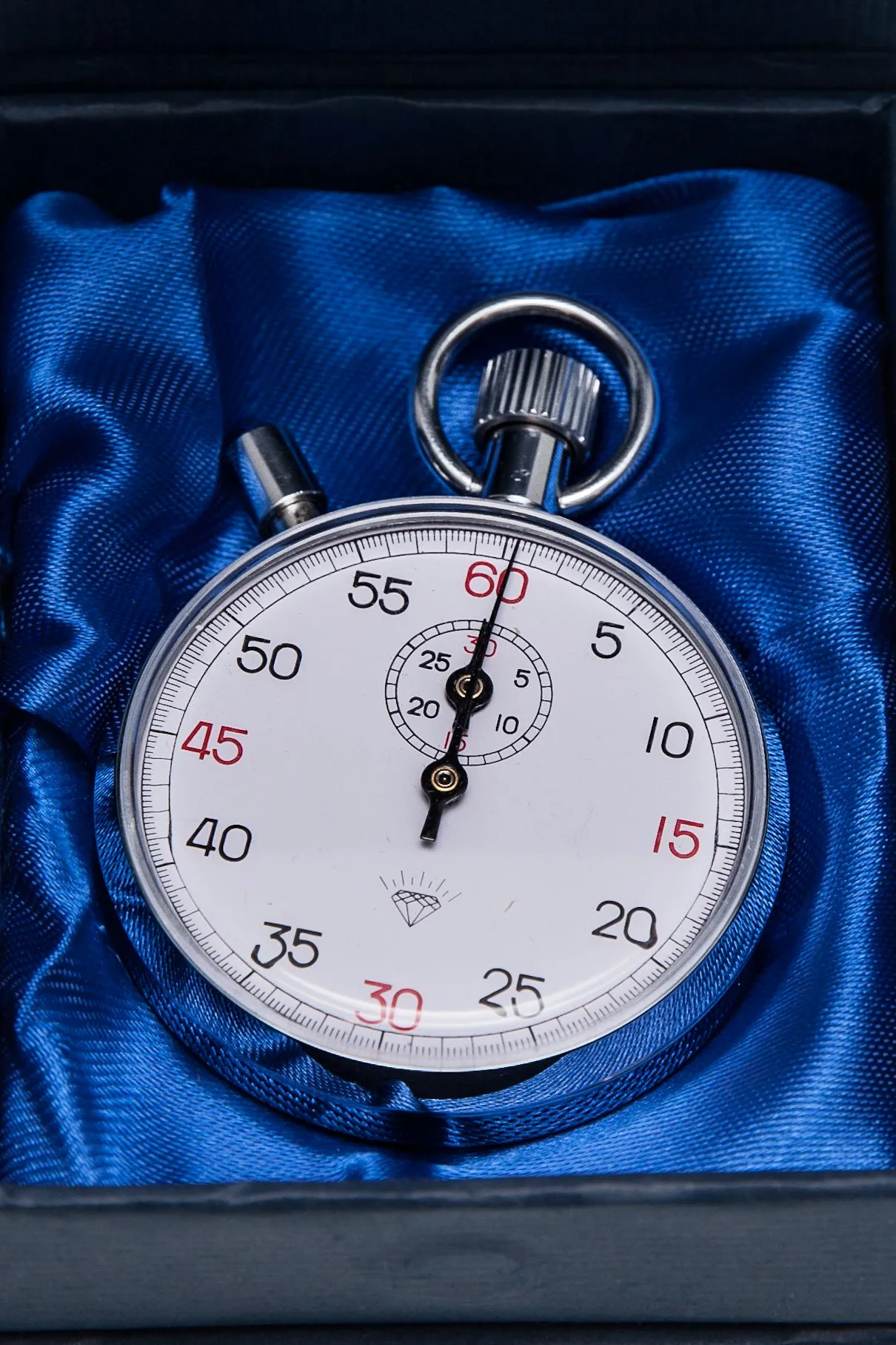 30 Minute "Diamond" Steel Mechanical Stopwatch With Reset Button