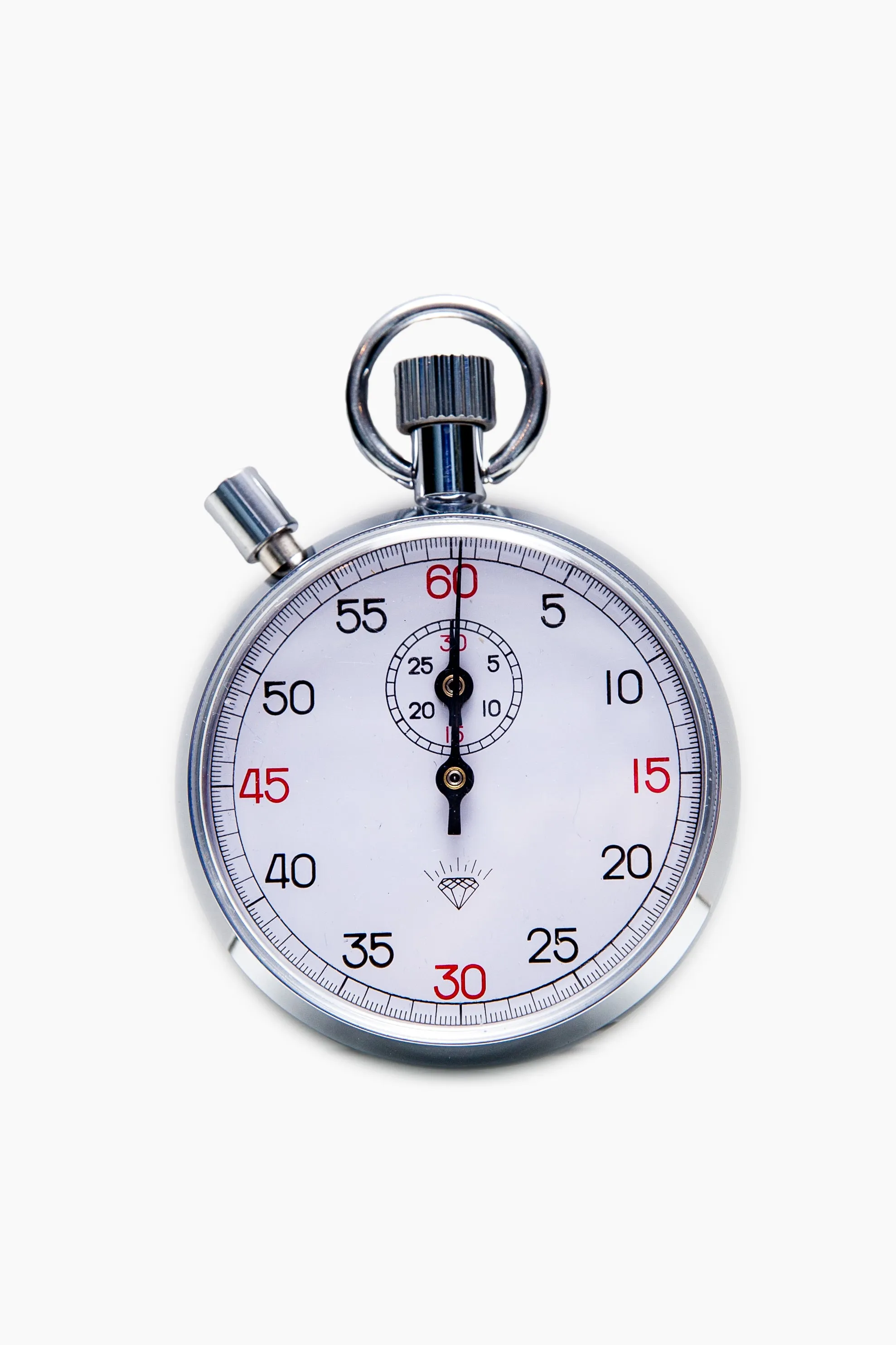 30 Minute "Diamond" Steel Mechanical Stopwatch With Reset Button