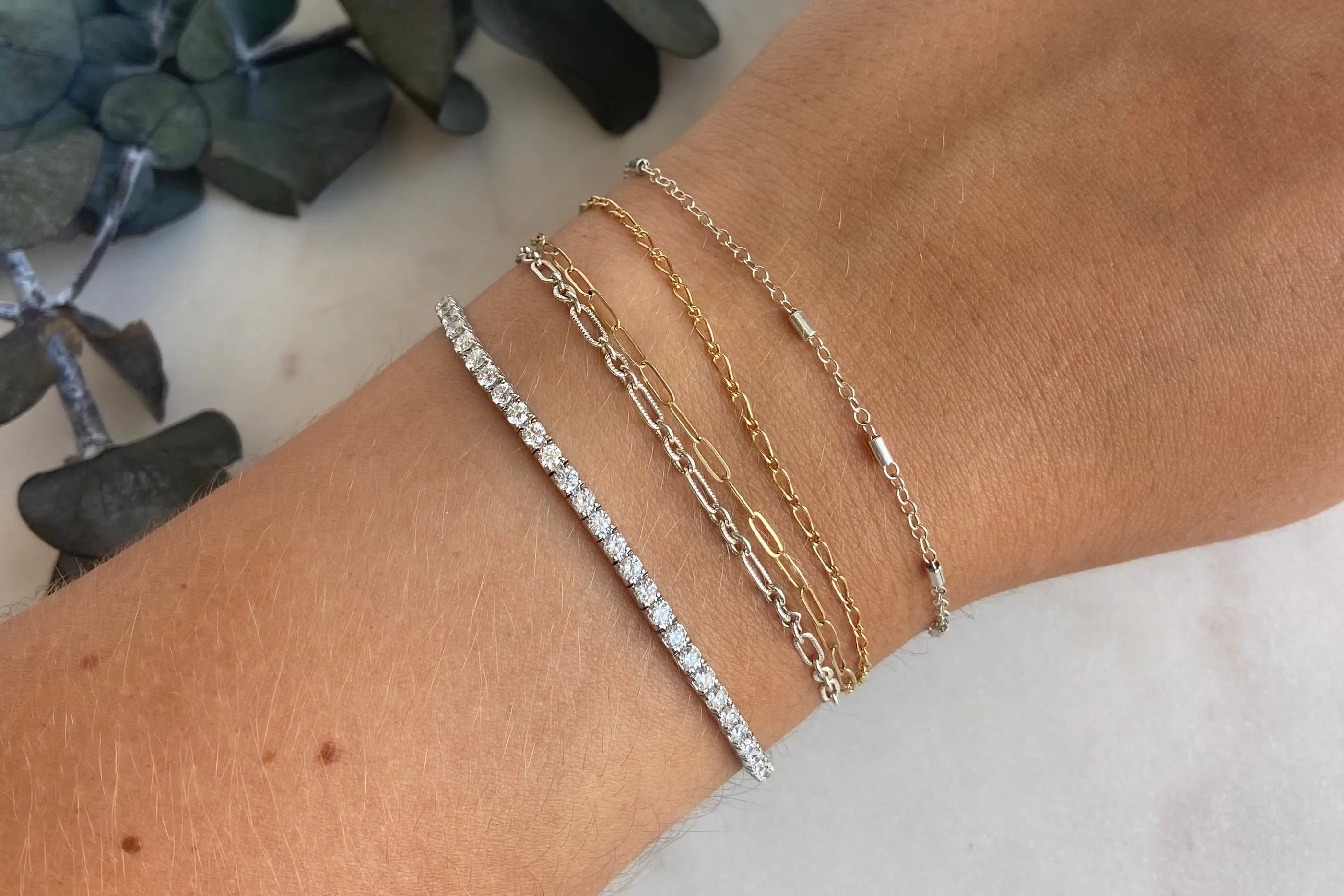 6.5 TCW White Gold Flexible Lab-Grown Diamond Tennis Bracelet