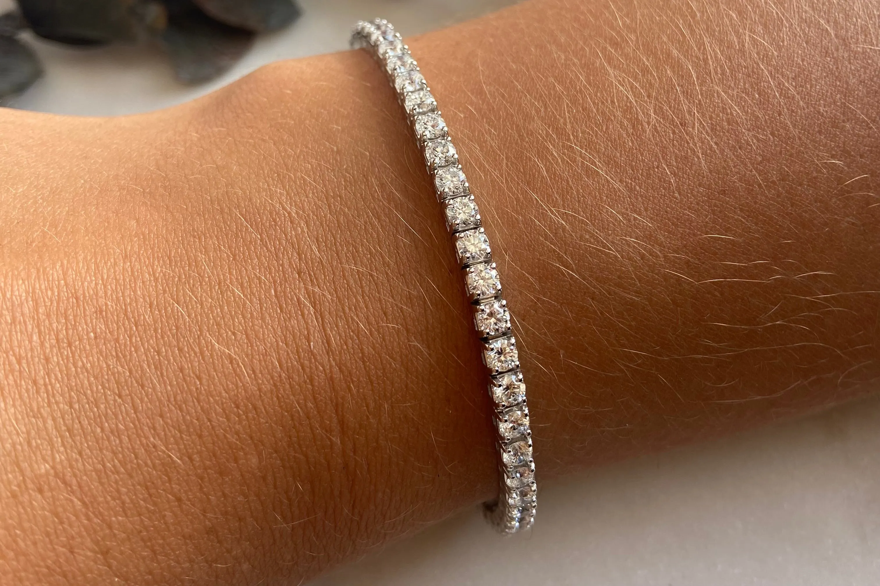 6.5 TCW White Gold Flexible Lab-Grown Diamond Tennis Bracelet