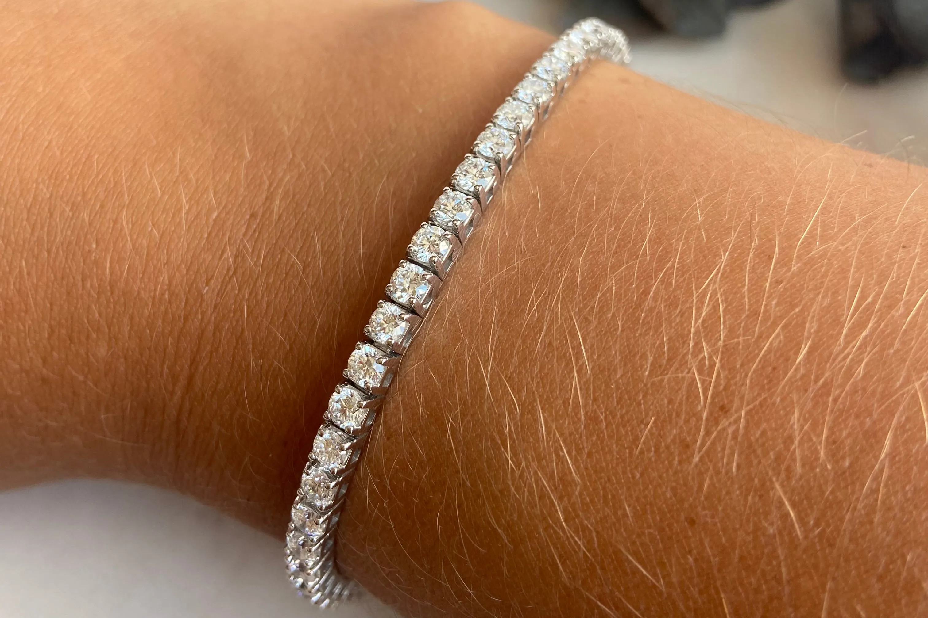 6.5 TCW White Gold Flexible Lab-Grown Diamond Tennis Bracelet