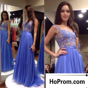 A-Line Purple Applique Sleeveless Prom Dress Evening Dresses