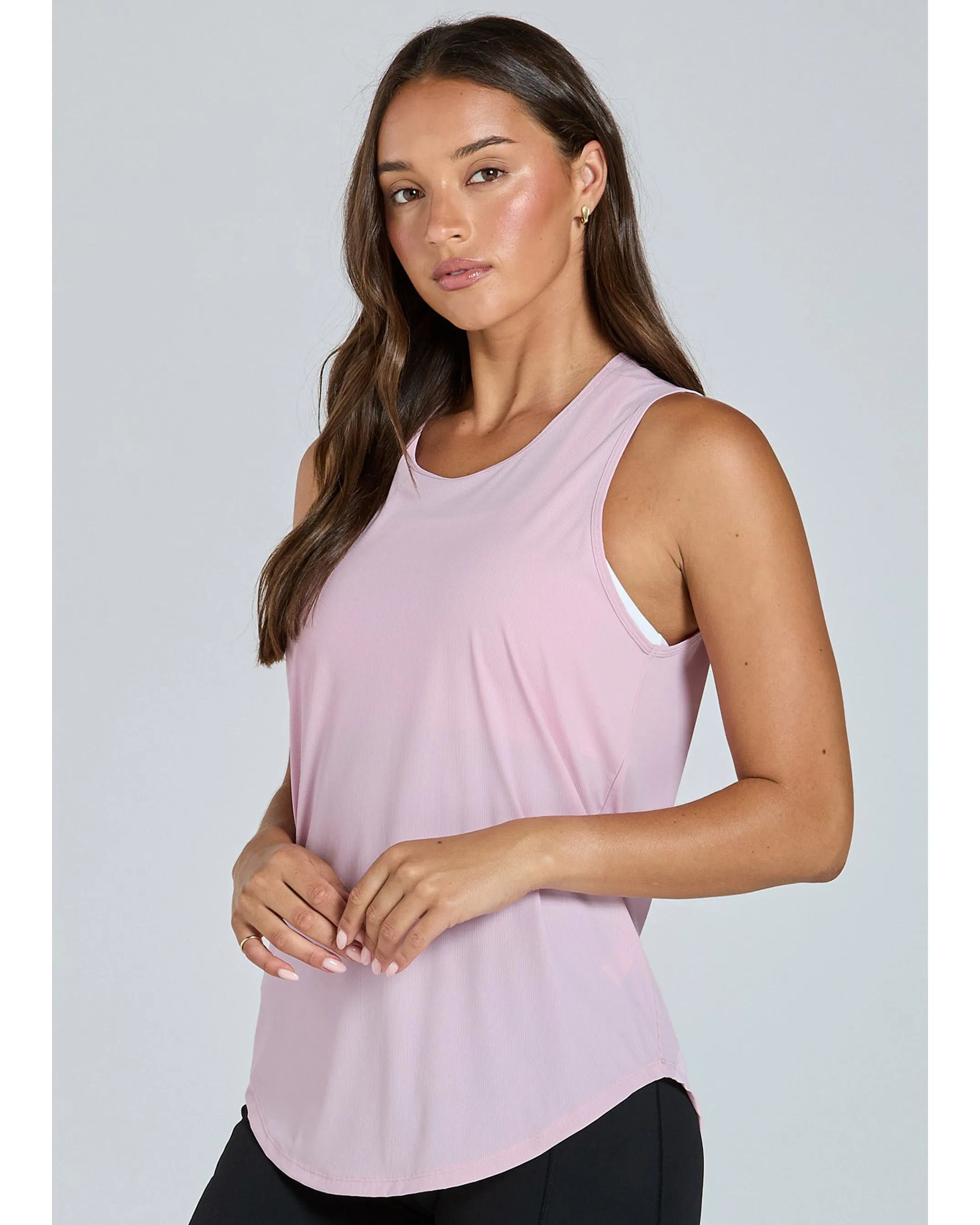 Abi and Joseph Walk on by Mesh Back Tank - Peony