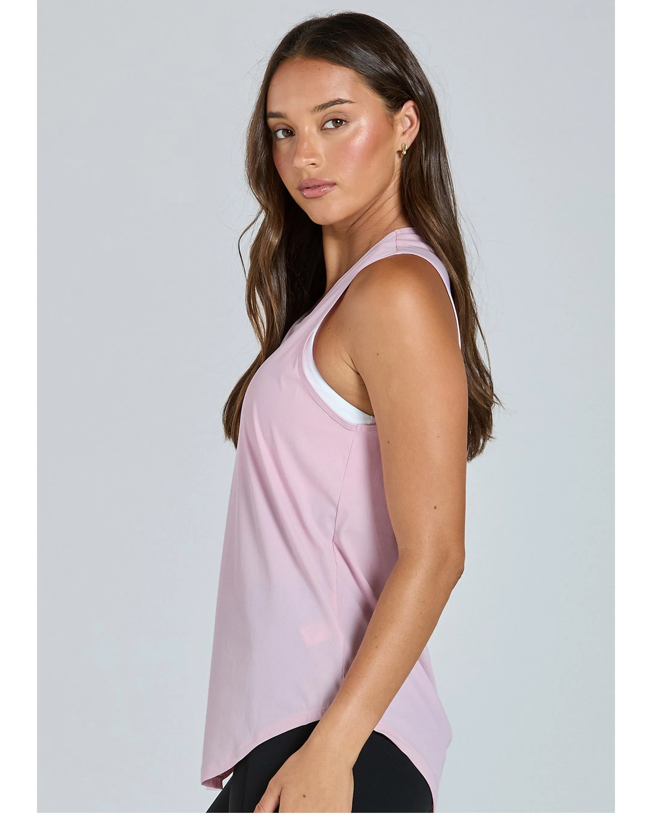 Abi and Joseph Walk on by Mesh Back Tank - Peony