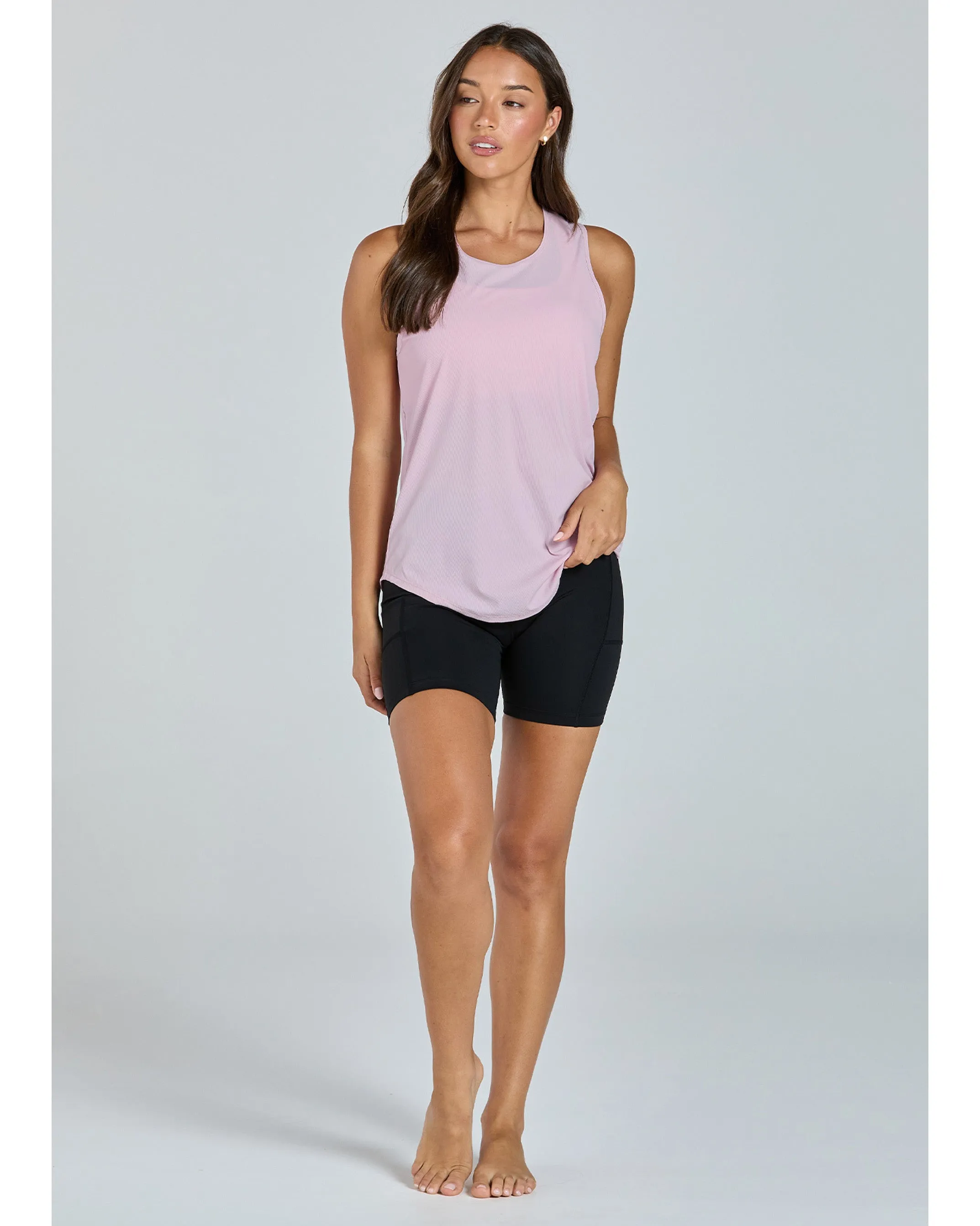 Abi and Joseph Walk on by Mesh Back Tank - Peony