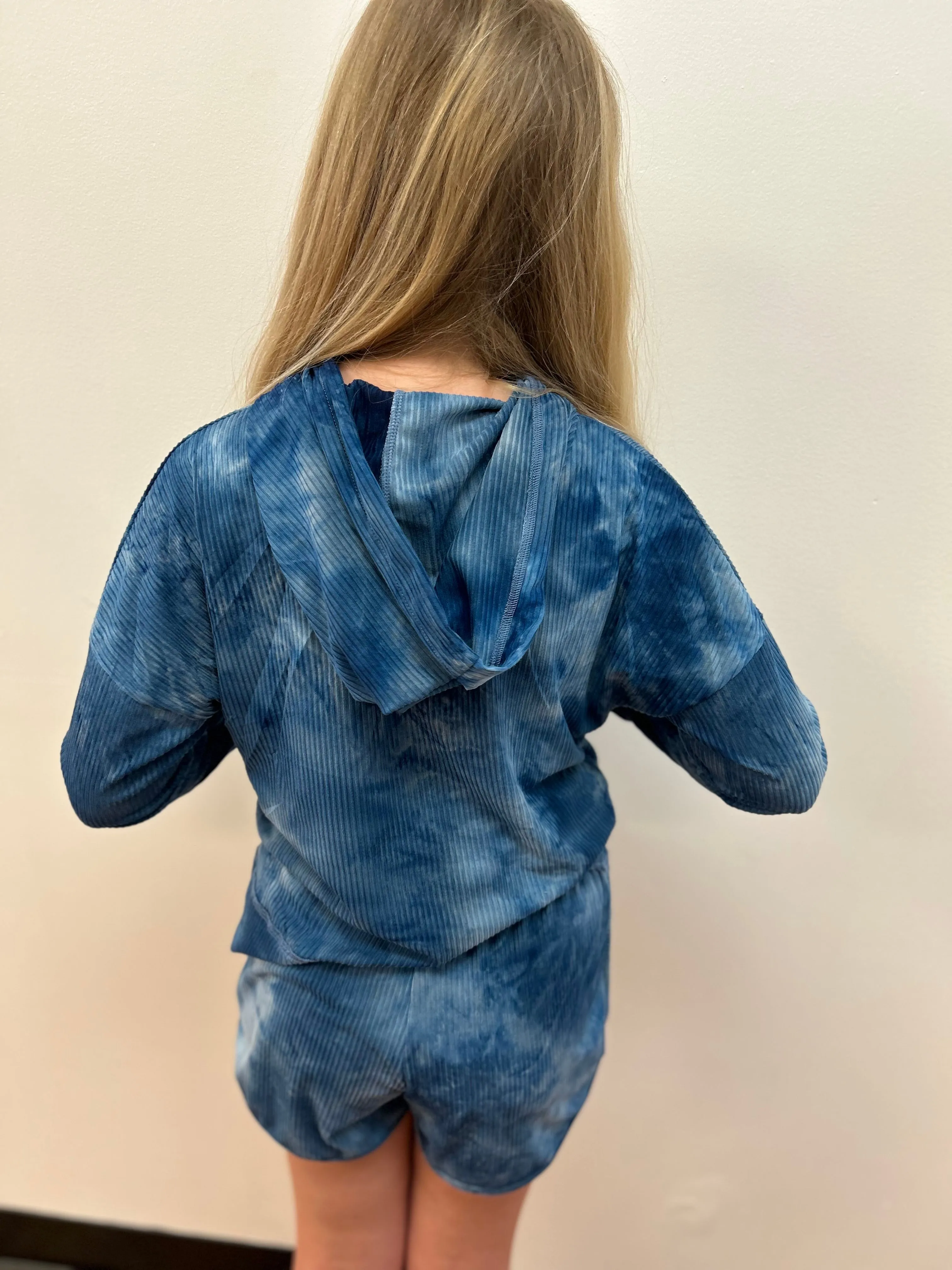 AC407 Girls Rib Knit Tie Dye Hoodie