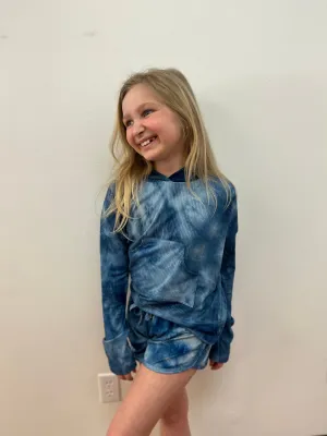 AC407 Girls Rib Knit Tie Dye Hoodie