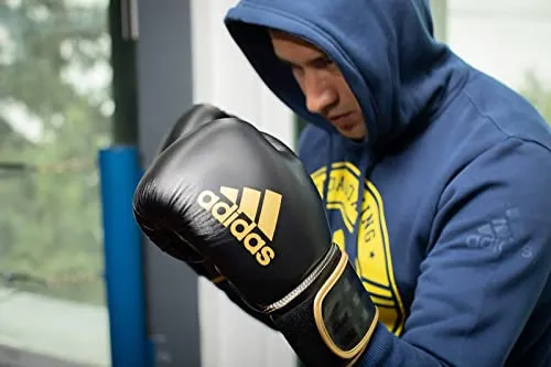 adidas Boxing Gloves - Hybrid 80 - for Boxing, Kickboxing, MMA, Bag, Training & Fitness - Boxing Gloves for Men & Women - Weight (10 oz, Black/Yellow)