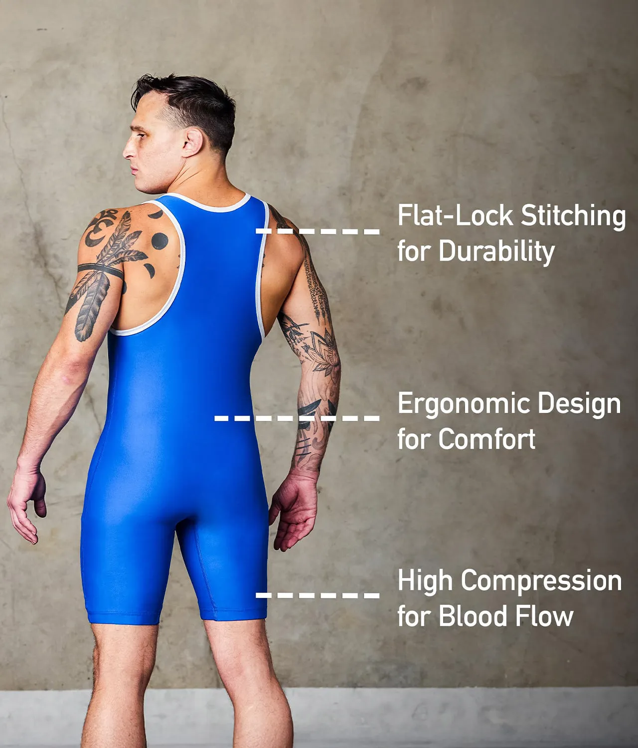 Adults Standard Series Blue Wrestling Singlet
