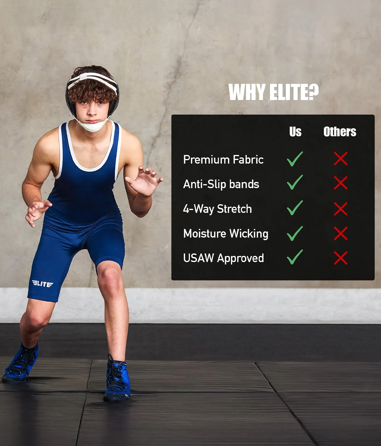 Adults Standard Series Navy Wrestling Singlet