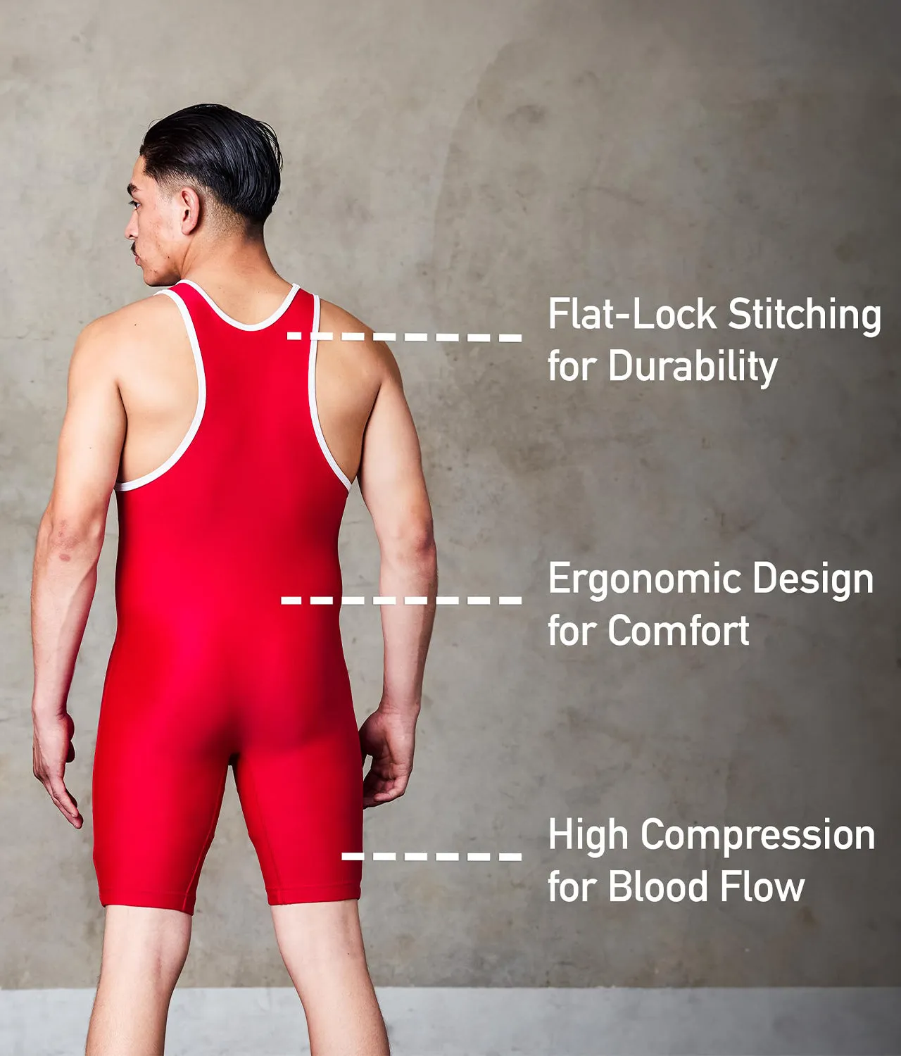 Adults Standard Series Red Wrestling Singlet