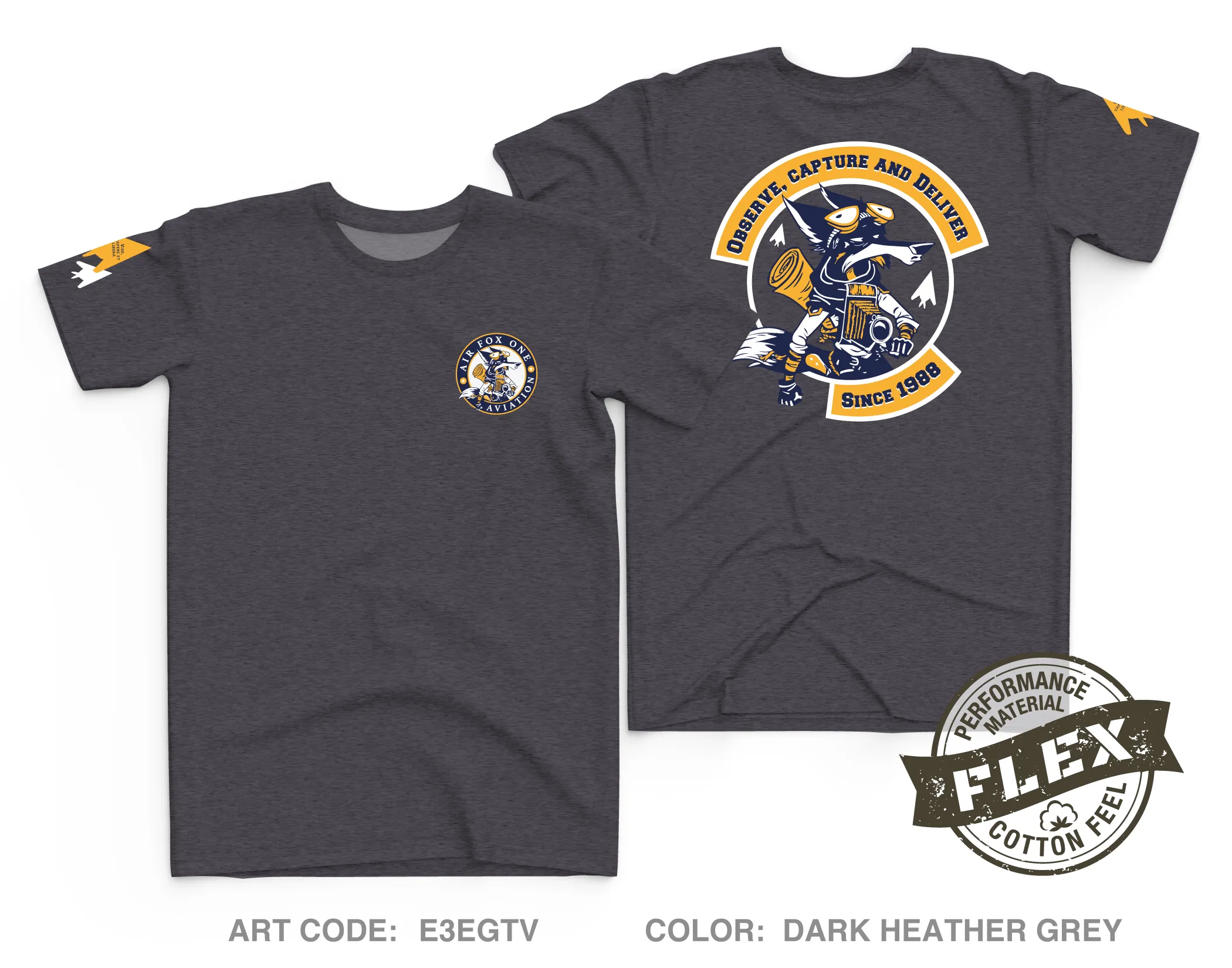 Air Fox One Aviation Core Men's SS Flex Performance Tee - E3EGTV