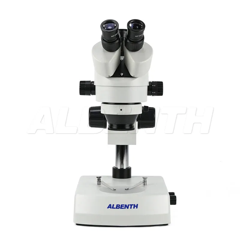 Albenth 7X-45X Trinocular Stereo Zoom Microscope with 0.5X Auxiliary Lens, Incident and Transmitted LED Light