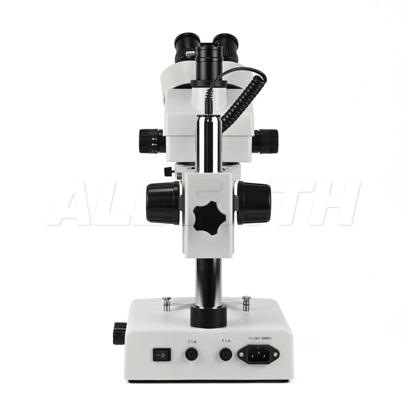Albenth 7X-45X Trinocular Stereo Zoom Microscope with 0.5X Auxiliary Lens, Incident and Transmitted LED Light