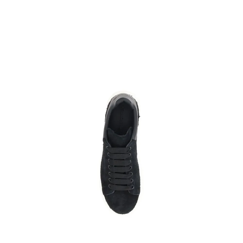 Alexander McQueen Men Black Sneakers Leather Solid Wedge Athletic Trainer Shoes