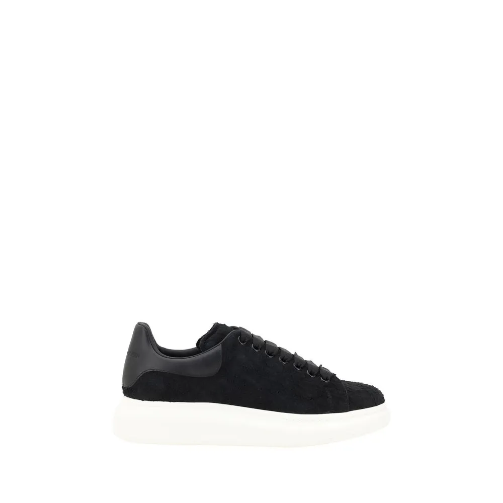 Alexander McQueen Men Black Sneakers Leather Solid Wedge Athletic Trainer Shoes