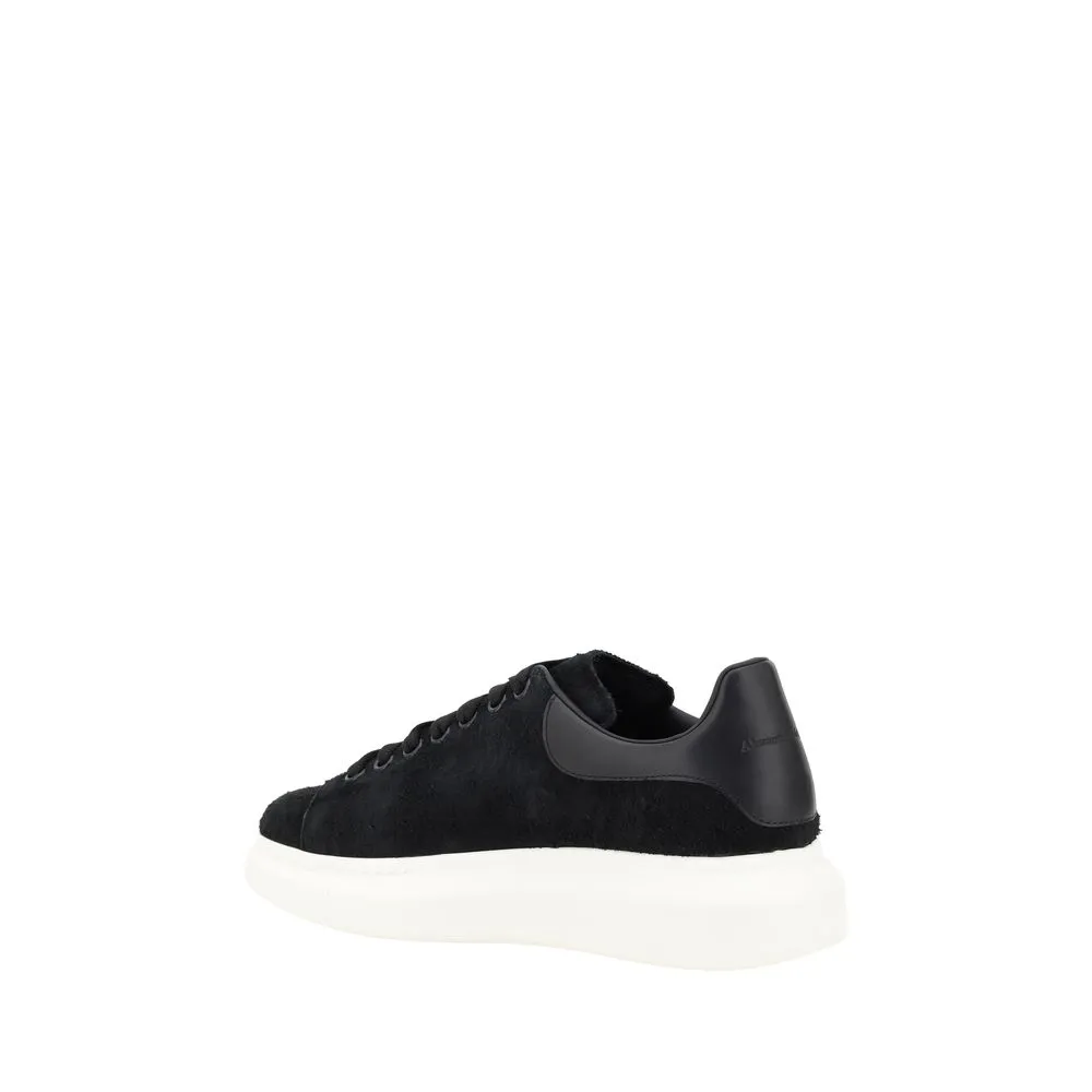 Alexander McQueen Men Black Sneakers Leather Solid Wedge Athletic Trainer Shoes
