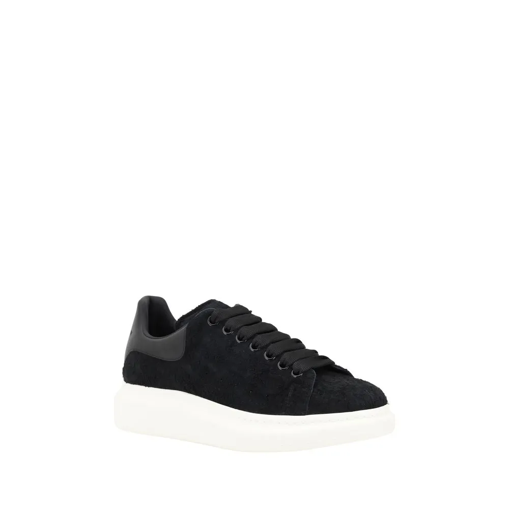 Alexander McQueen Men Black Sneakers Leather Solid Wedge Athletic Trainer Shoes