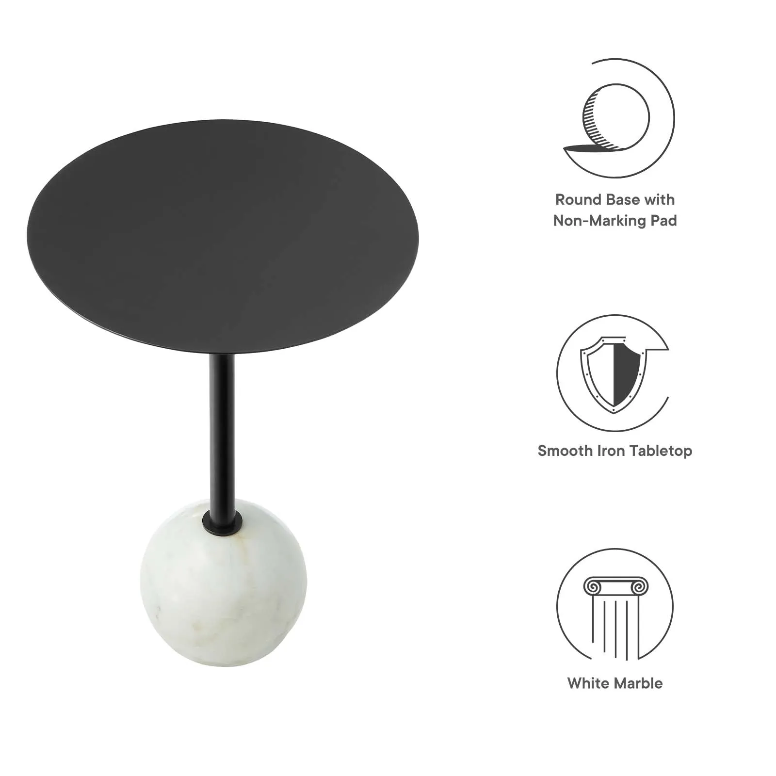 ALIZA ROUND WHITE MARBLE SIDE TABLE