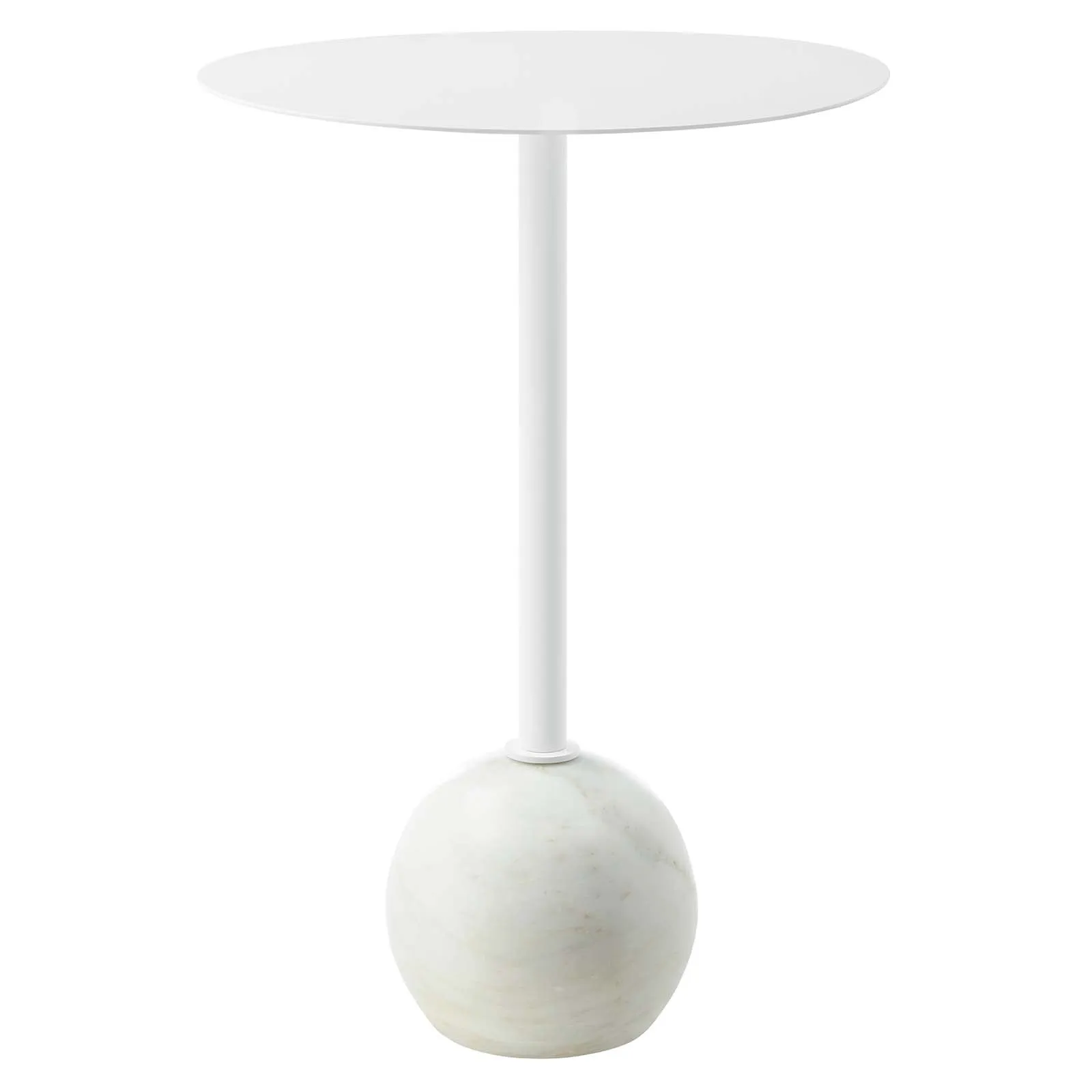 ALIZA ROUND WHITE MARBLE SIDE TABLE