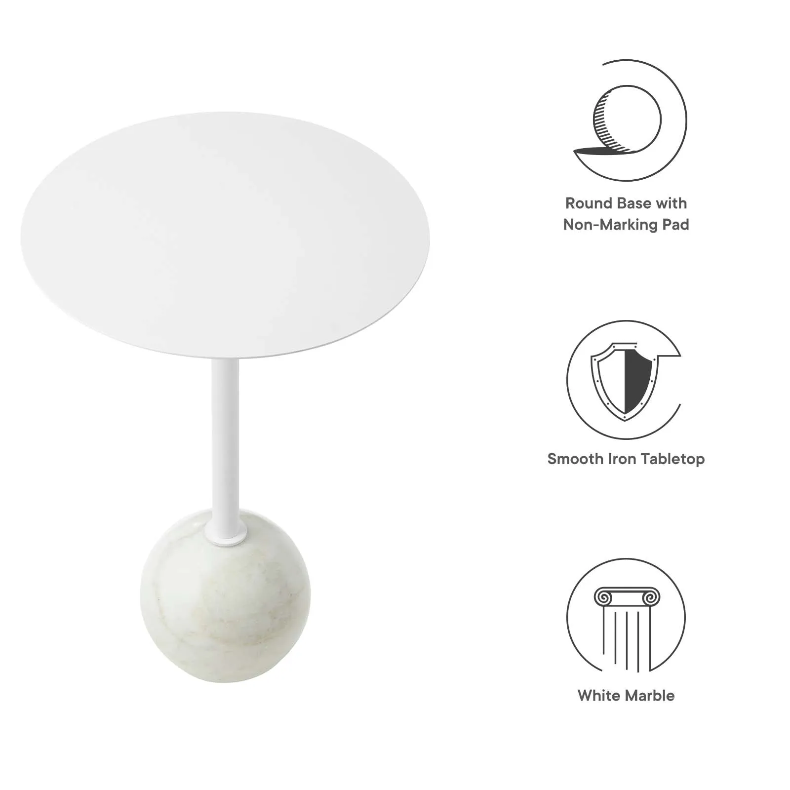 ALIZA ROUND WHITE MARBLE SIDE TABLE