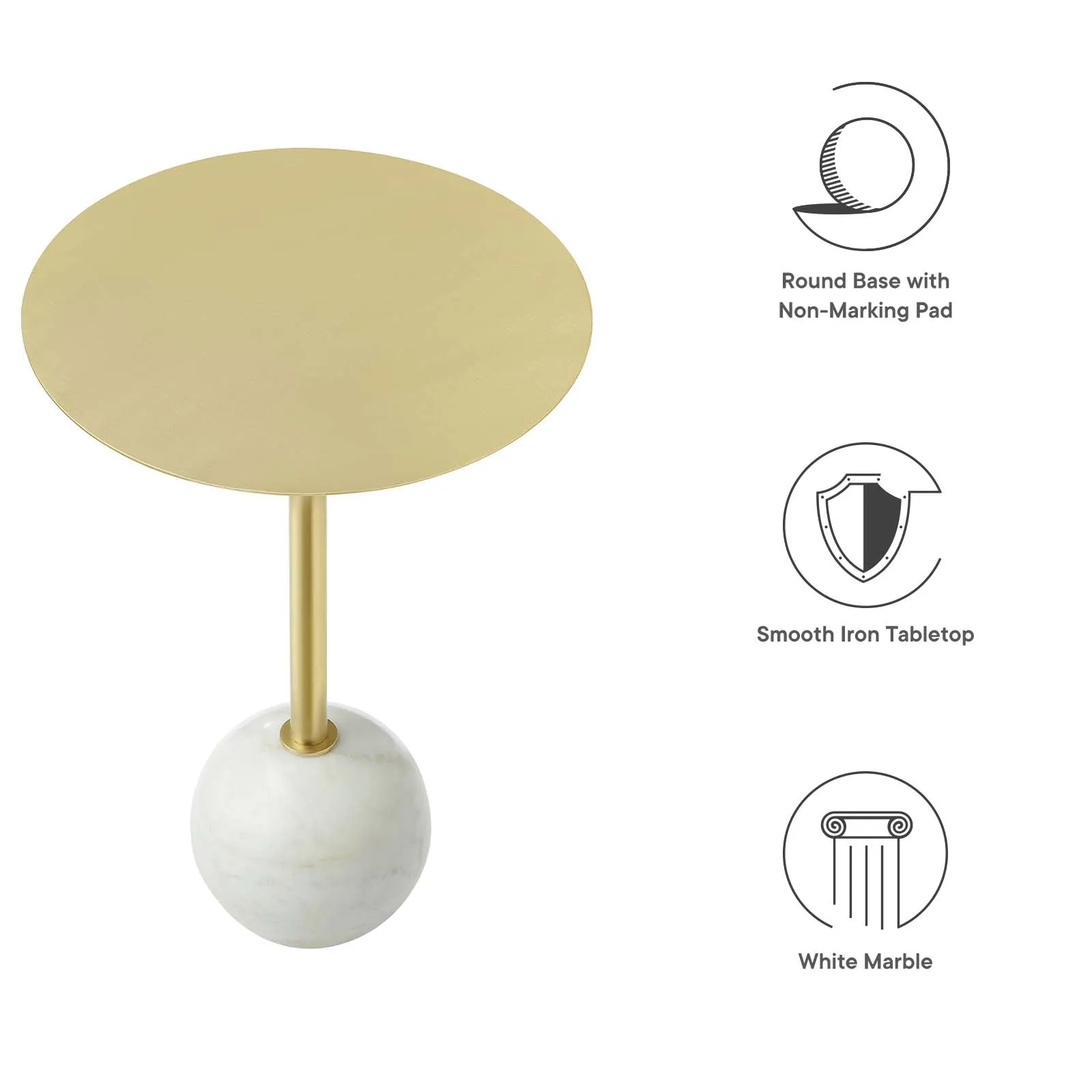 ALIZA ROUND WHITE MARBLE SIDE TABLE