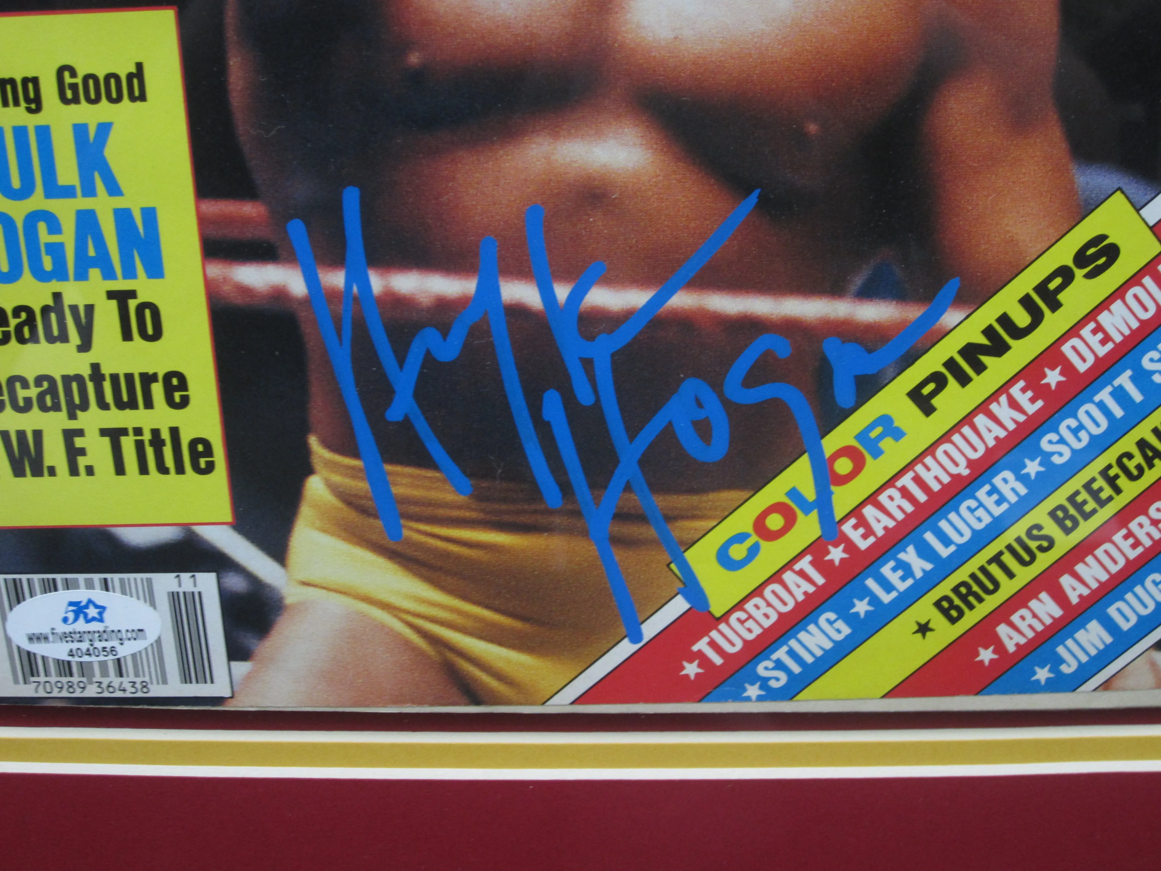 American Professional Wrestler Hulk Hogan Hand Signed Autographed 1990 Wrestling World Magazine Framed & Matted with COA