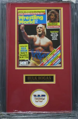 American Professional Wrestler Hulk Hogan Hand Signed Autographed 1990 Wrestling World Magazine Framed & Matted with COA
