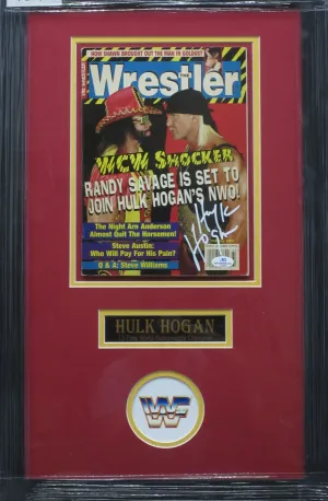 American Professional Wrestler Hulk Hogan Hand Signed Autographed 1996 Wrestler Magazine Framed & Matted with COA