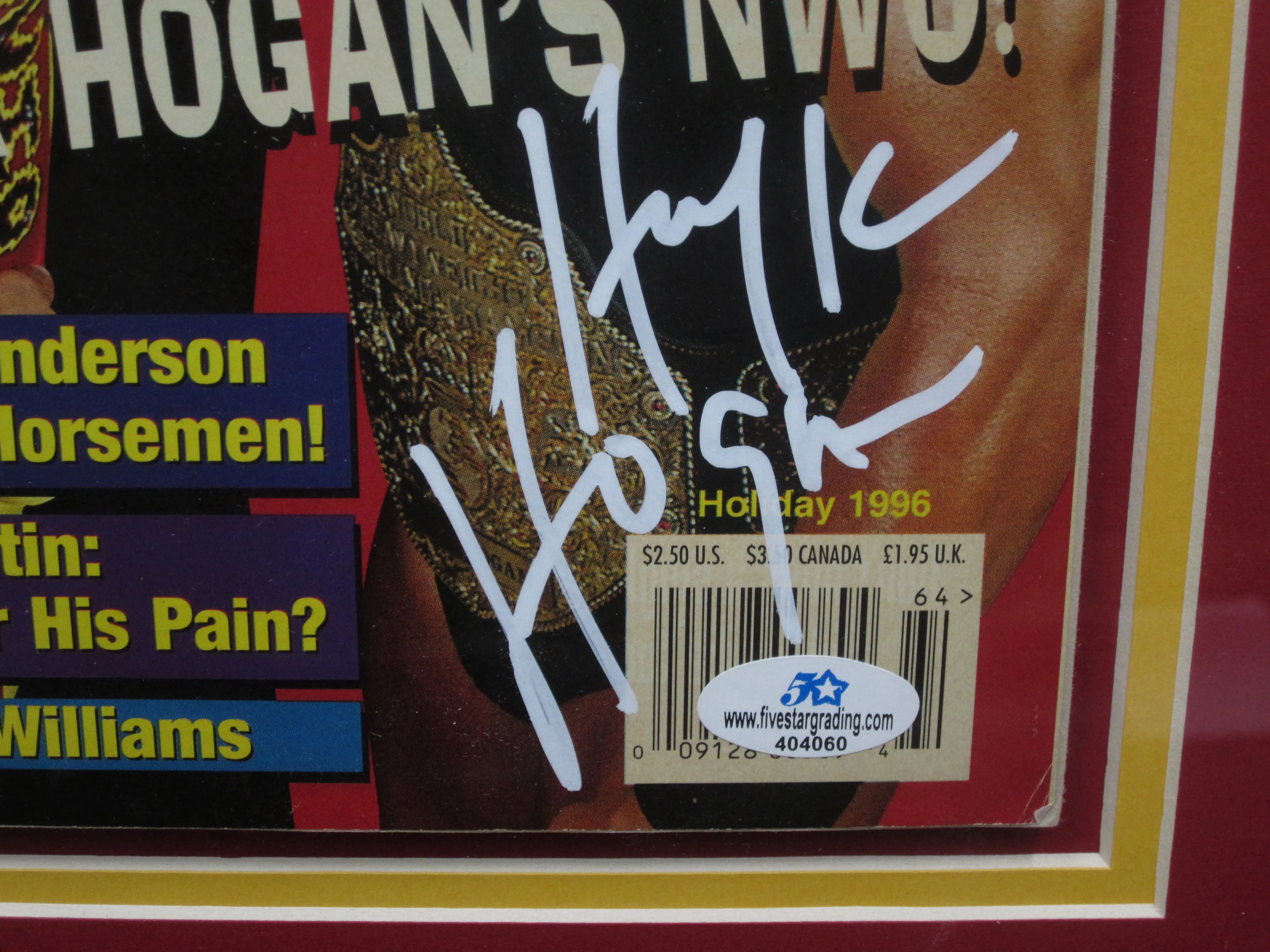 American Professional Wrestler Hulk Hogan Hand Signed Autographed 1996 Wrestler Magazine Framed & Matted with COA