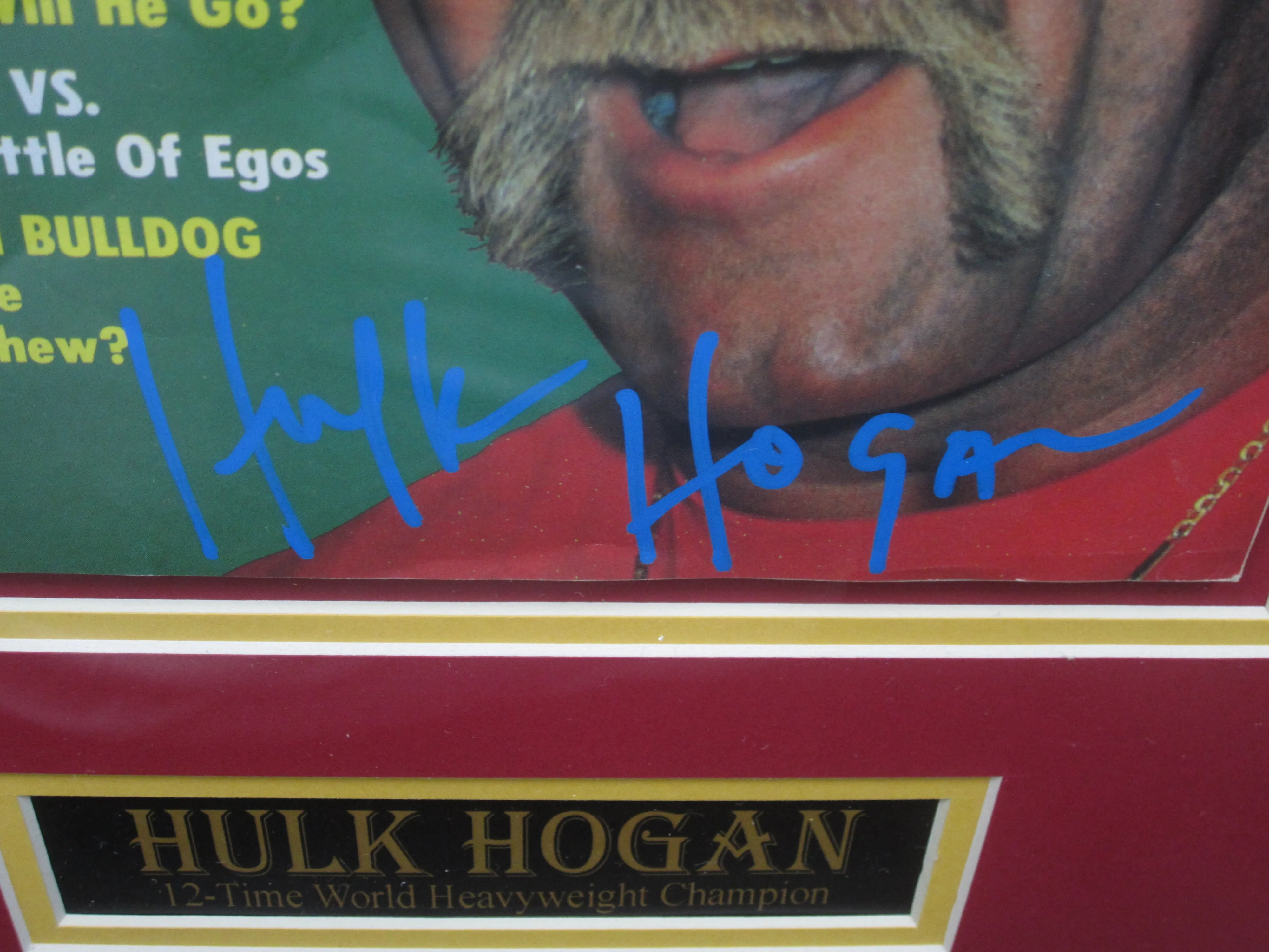 American Professional Wrestler Hulk Hogan Hand Signed Autographed Wrestling's Main Event Magazine Framed & Matted with COA