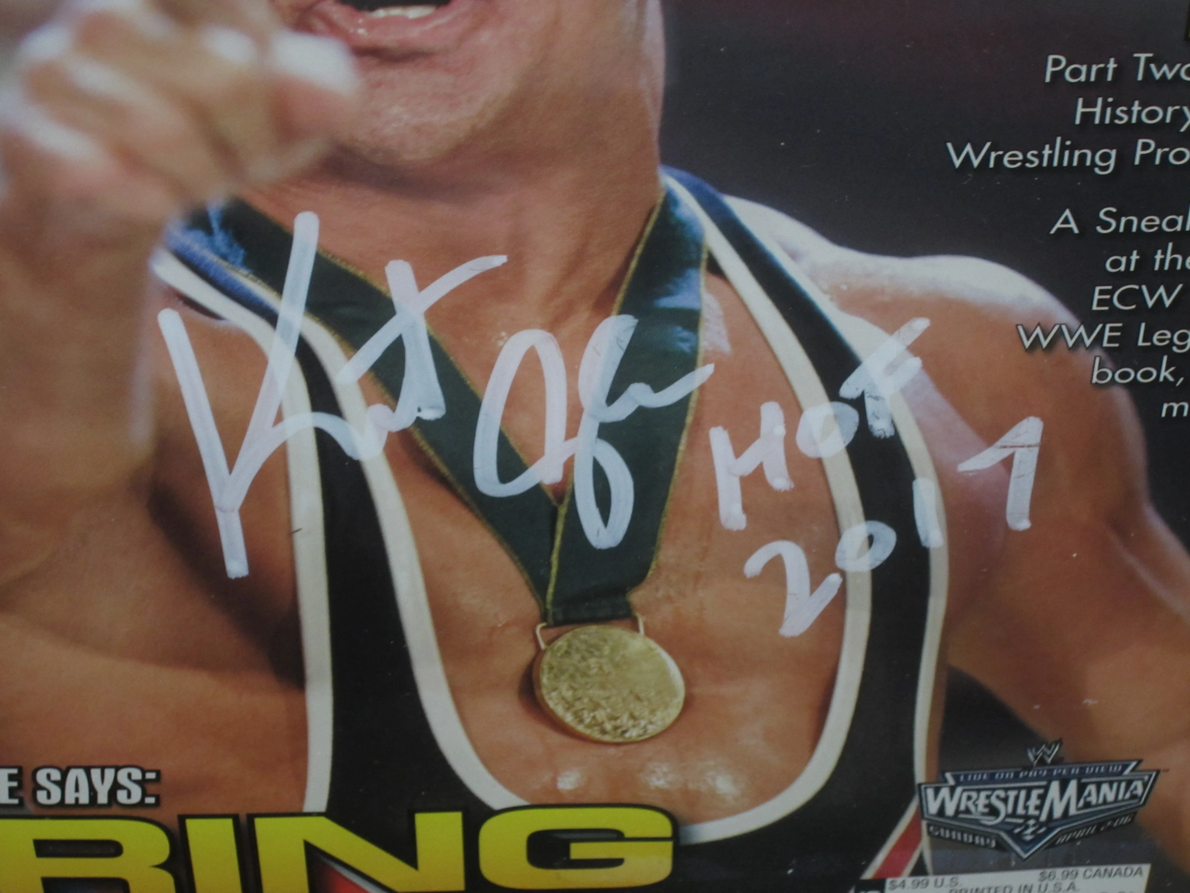 American Professional Wrestler Kurt Angle Hand Signed Autographed 2006 Smackdown Magazine with HOF 2017 Inscription Custom Framed & Matted with COA